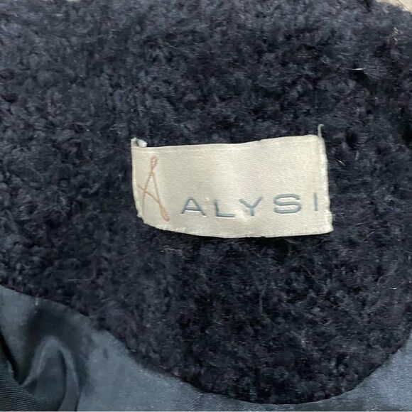 ALYSI Navy Blue Wool Blend Multi Zip Coat - Picture 11 of 15